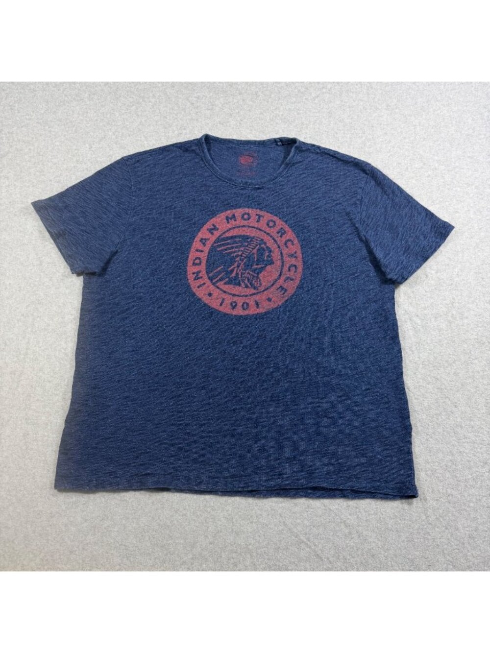 Indian Motorcycle Lucky Brand Mens XL Navy Graphic T-Shirt Biker Vintage Tee